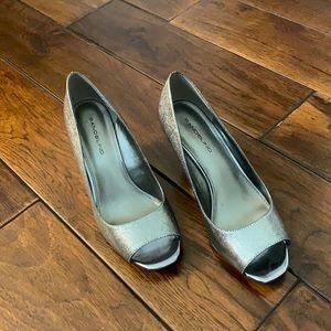 Bandolino Pewter colored slip on Wedge Shoes